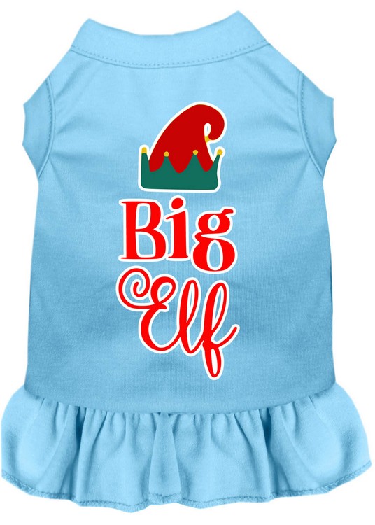 Big Elf Screen Print Dog Dress Baby Blue XS